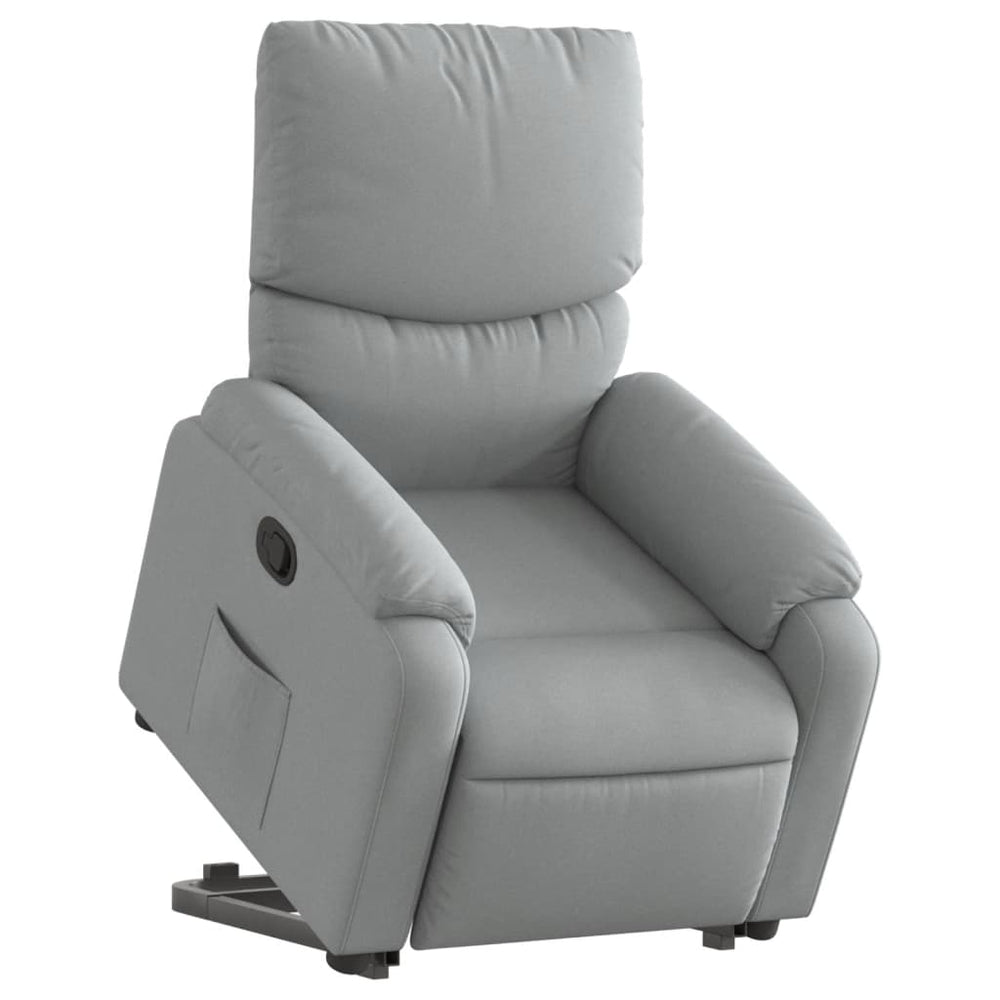 Uplifting reclining armchair, light grey, fabric
