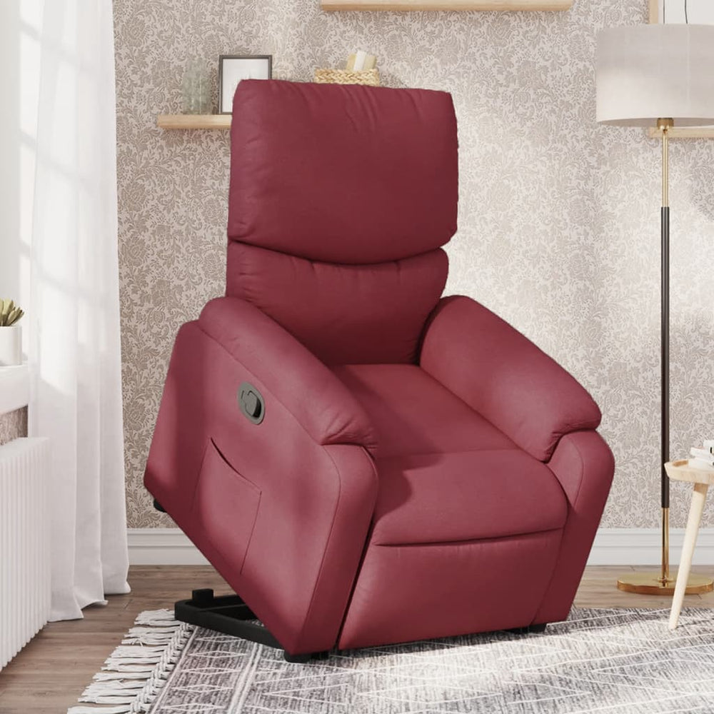Stand-up recliner, wine red, fabric