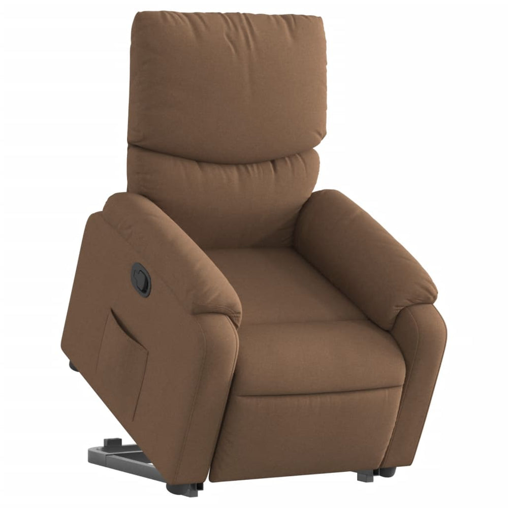 Reclining lift chair, brown, fabric