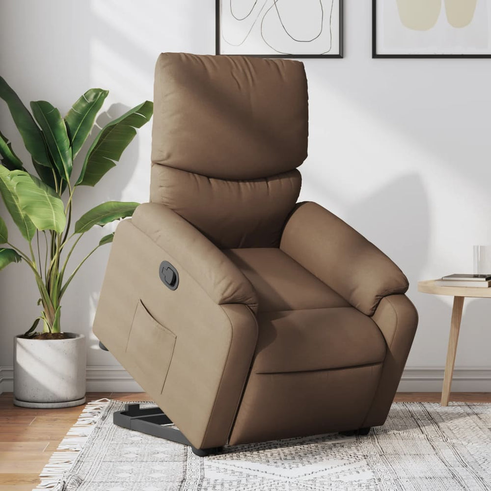 Reclining lift chair, brown, fabric