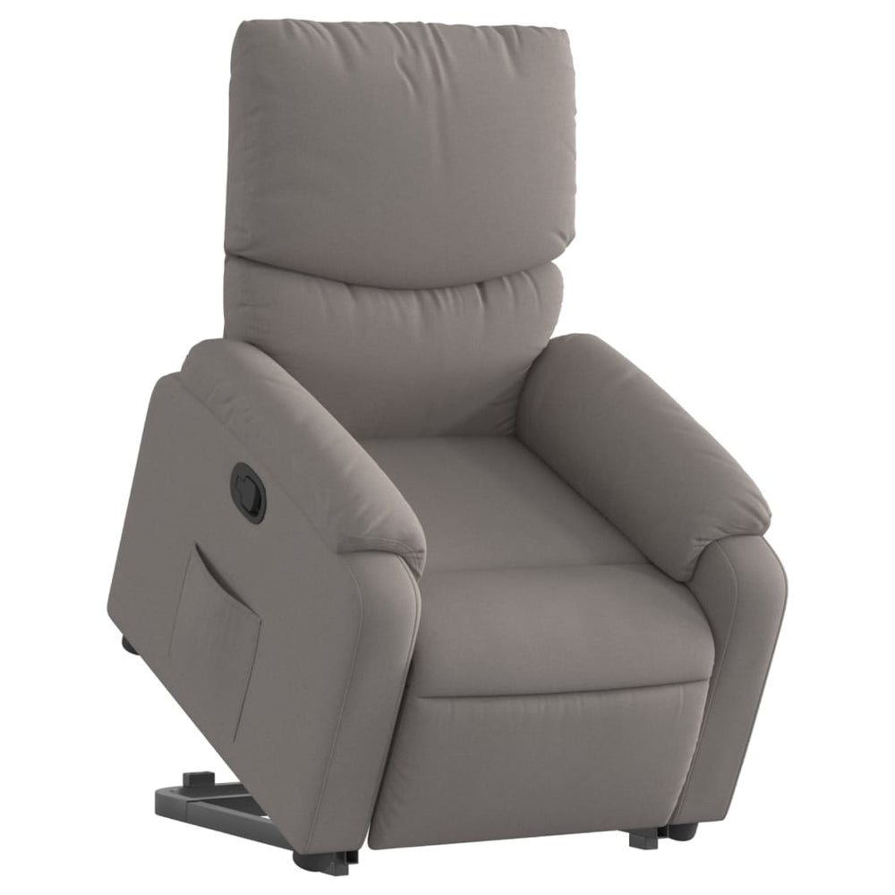 Upholstered recliner with lift function, taupe, fabric