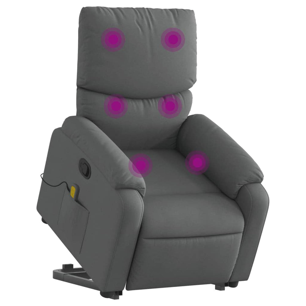Reclining massage chair, dark grey, fabric