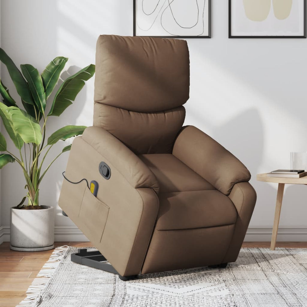 Lift Recliner Massage Chair, brown, fabric