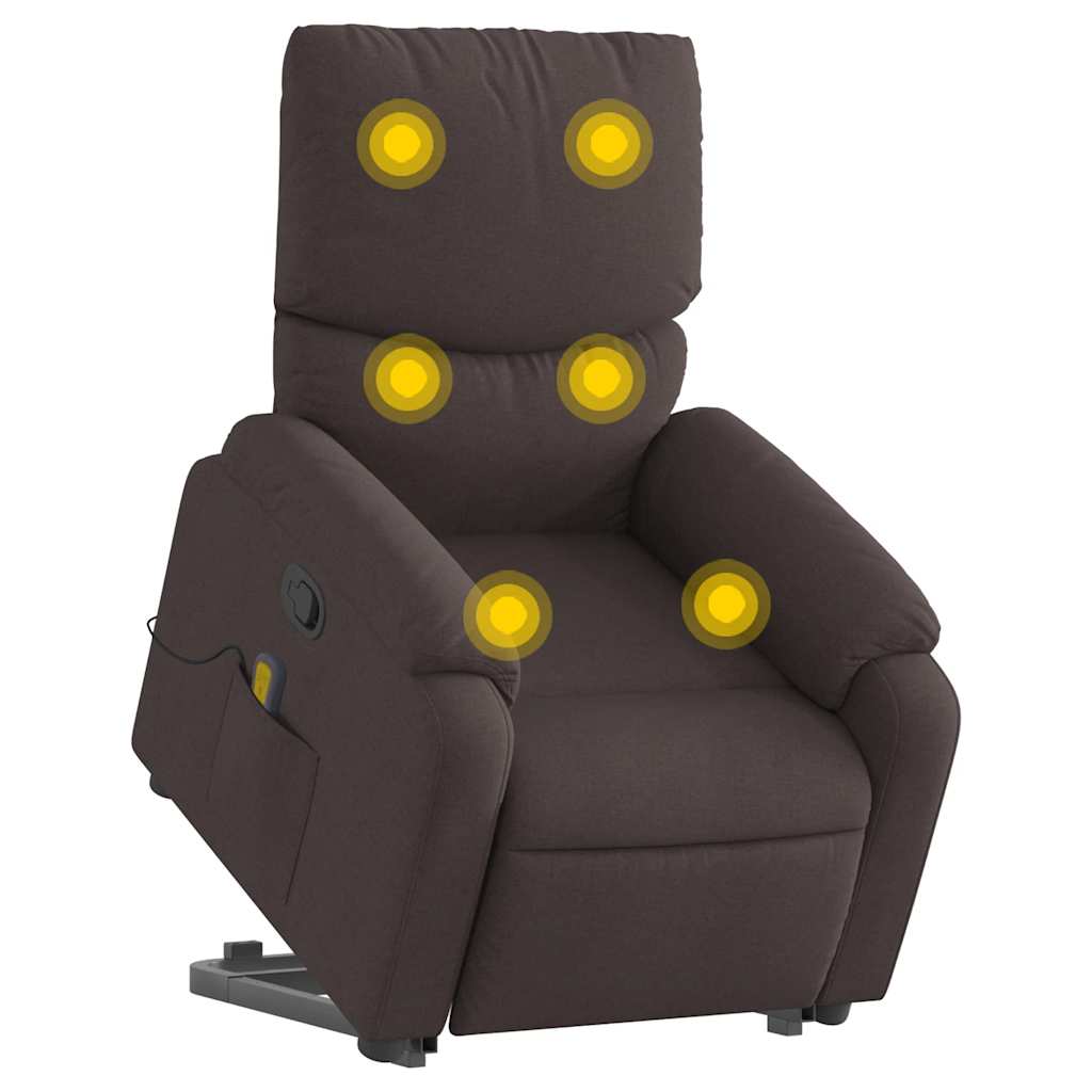 Reclining massage chair, dark brown, fabric