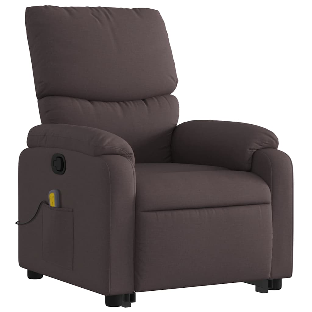 Reclining massage chair, dark brown, fabric