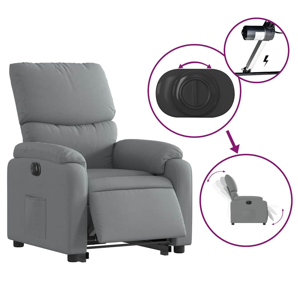 Recliner, light gray, fabric