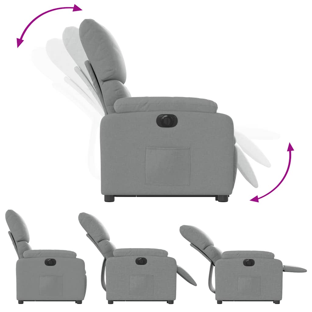 Recliner, light gray, fabric