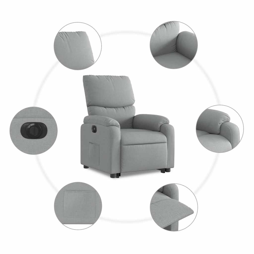 Recliner, light gray, fabric