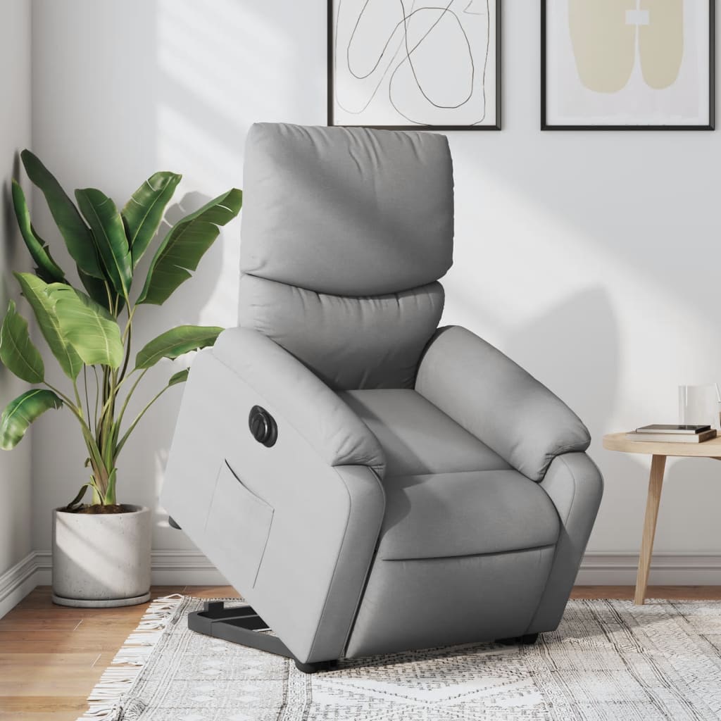 Recliner, light gray, fabric
