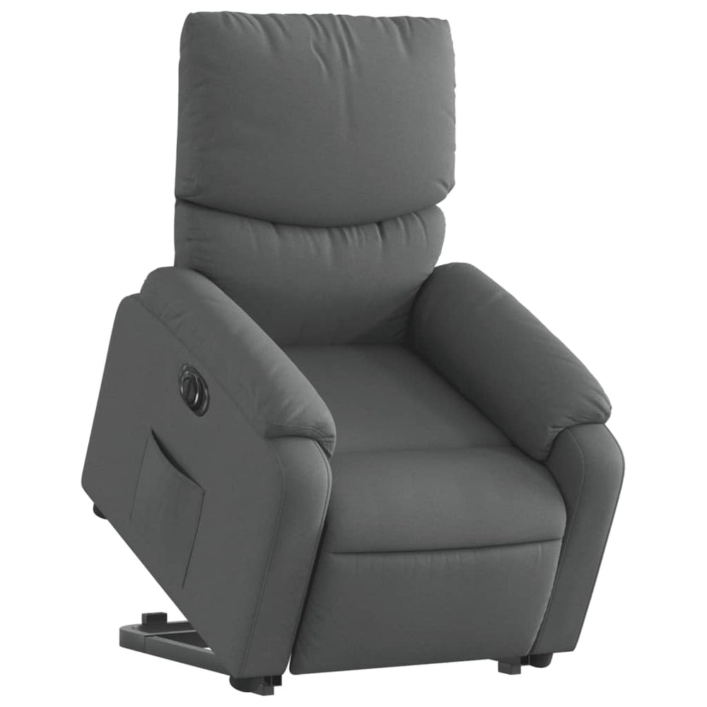 Reclining stand-up armchair, dark grey, fabric