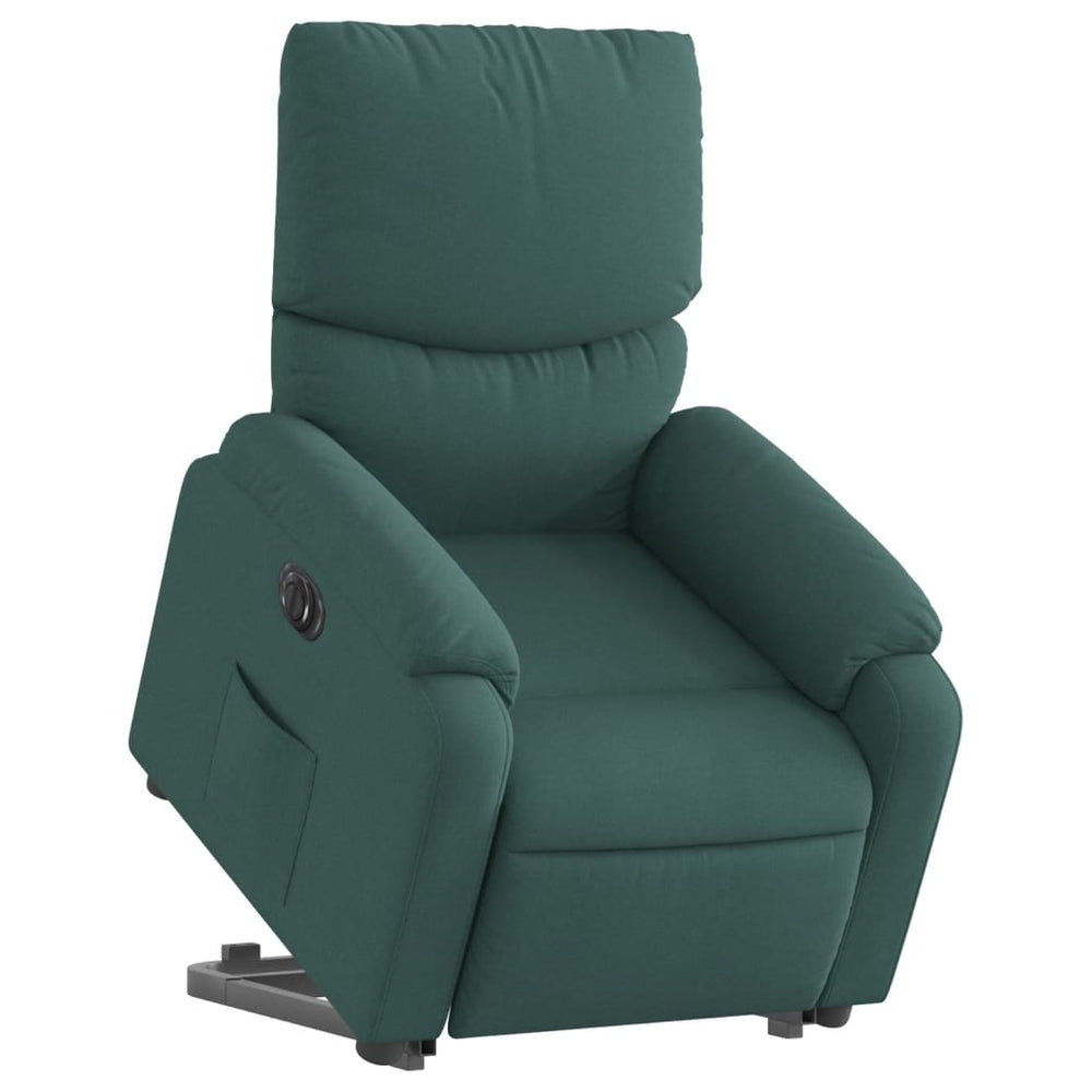 Recliner with lift assistance, dark green, fabric
