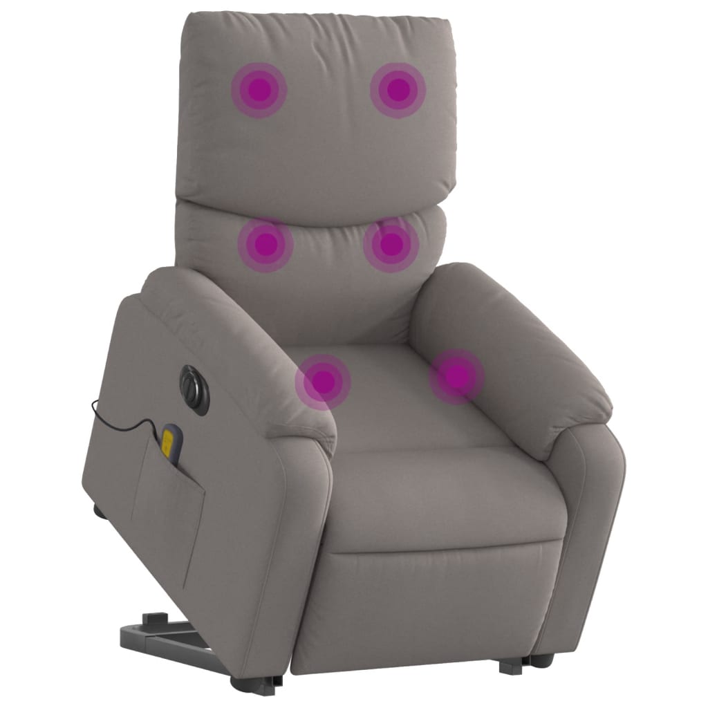 Atsistojantis elektrinis masažinis krėslas, taupe, audinys