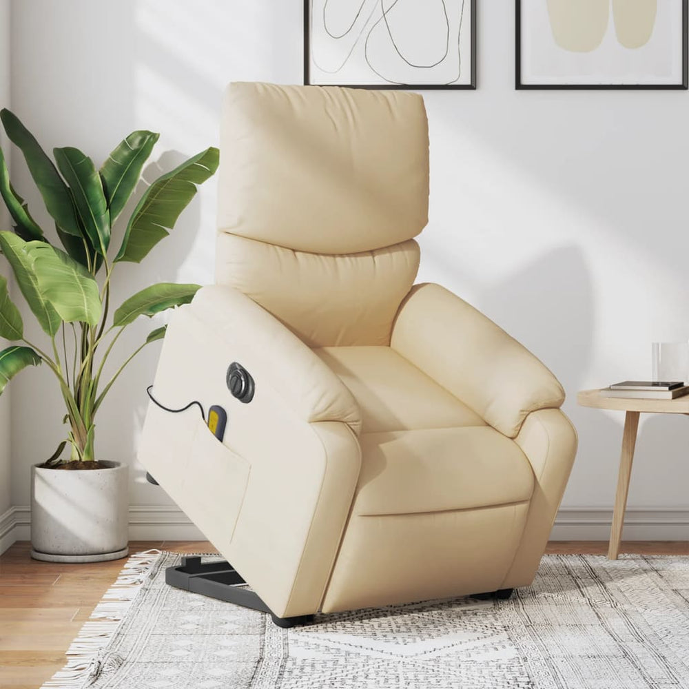 Lift Recliner Massage Chair, cream, fabric