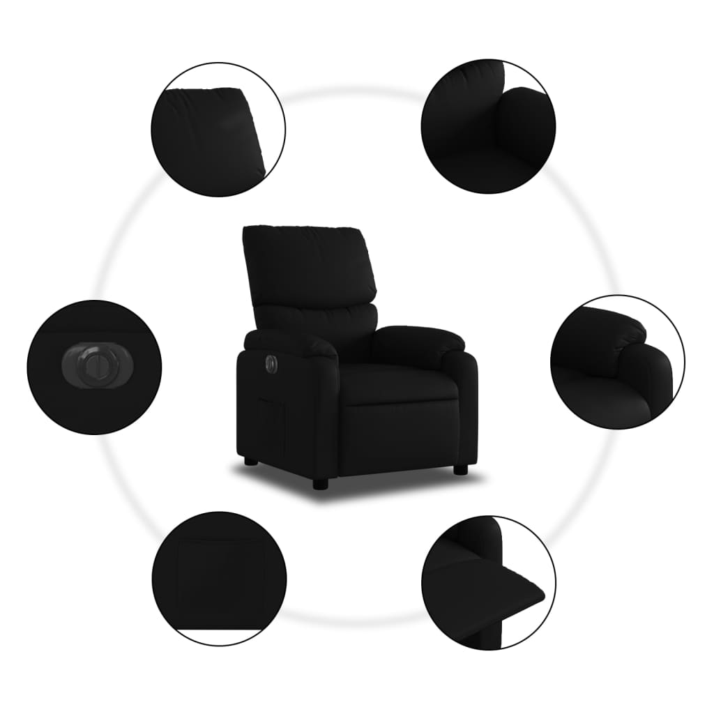 Elektrisks atgāžams krēsls, melns, mākslīgā āda