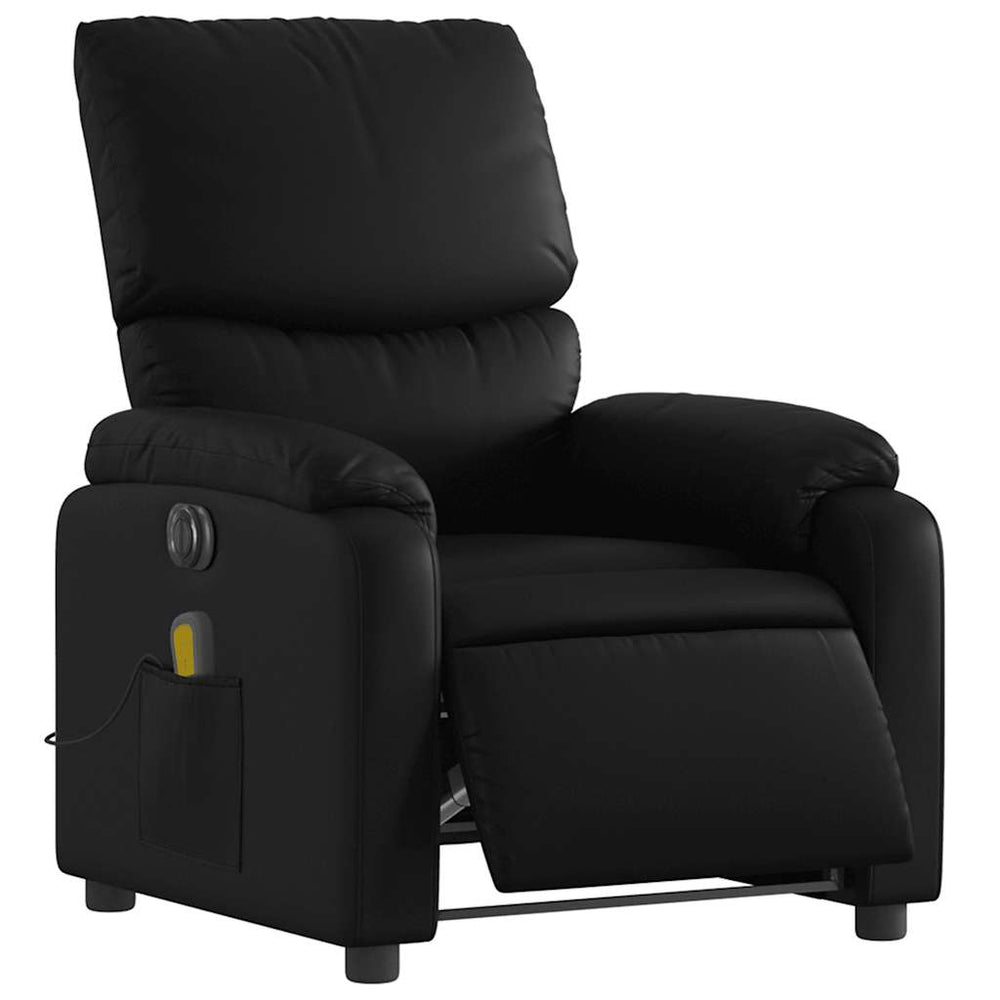Electric Reclining Massage Chair, Black, Faux Leather