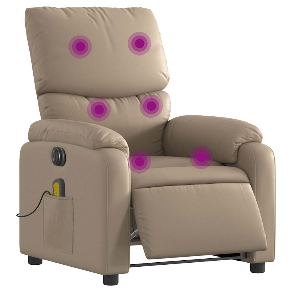 Electric reclining massage chair, cappuccino, faux leather