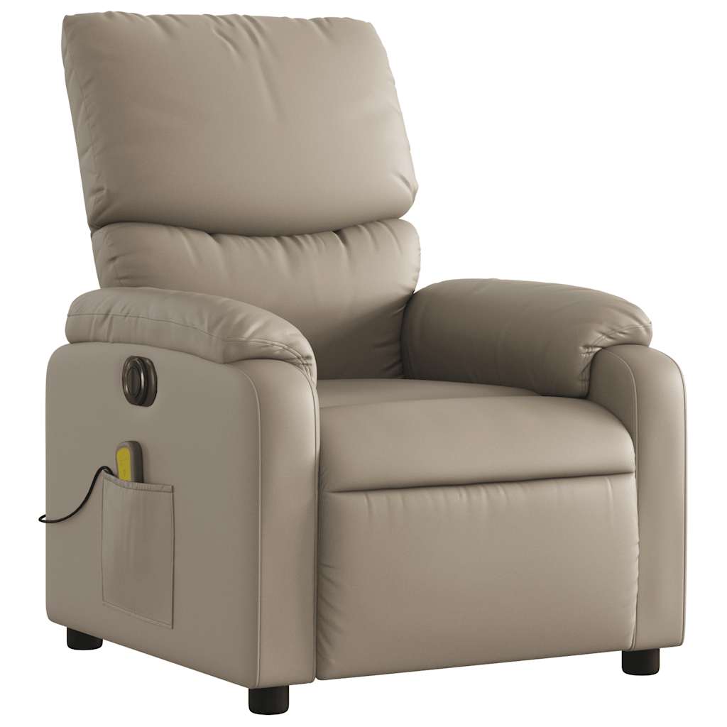 Electric reclining massage chair, cappuccino, faux leather