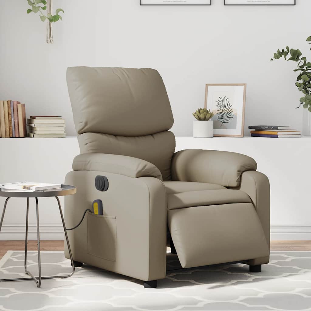 Electric reclining massage chair, cappuccino, faux leather