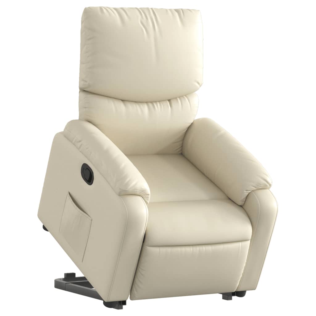 Reclining stand-up chair, cream, faux leather