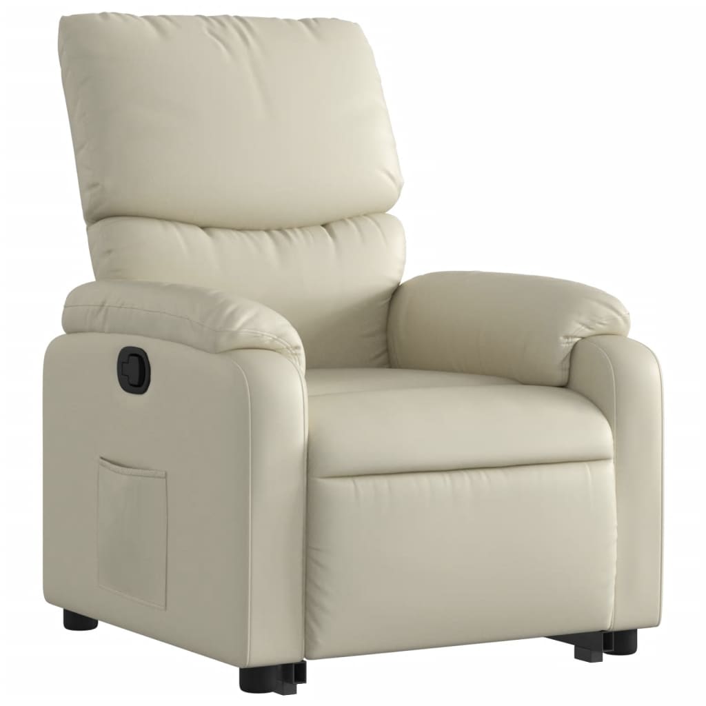 Reclining stand-up chair, cream, faux leather