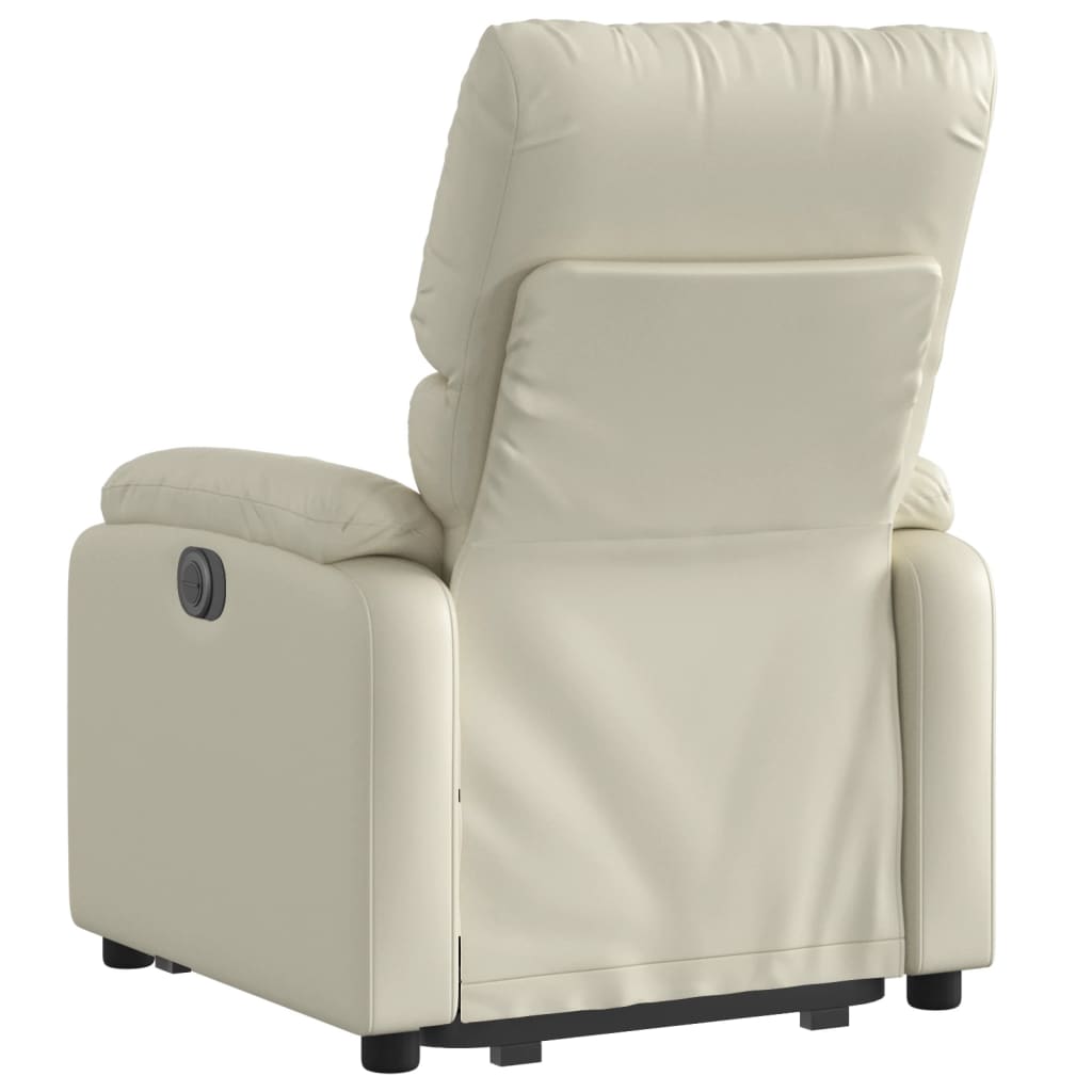 Reclining stand-up chair, cream, faux leather