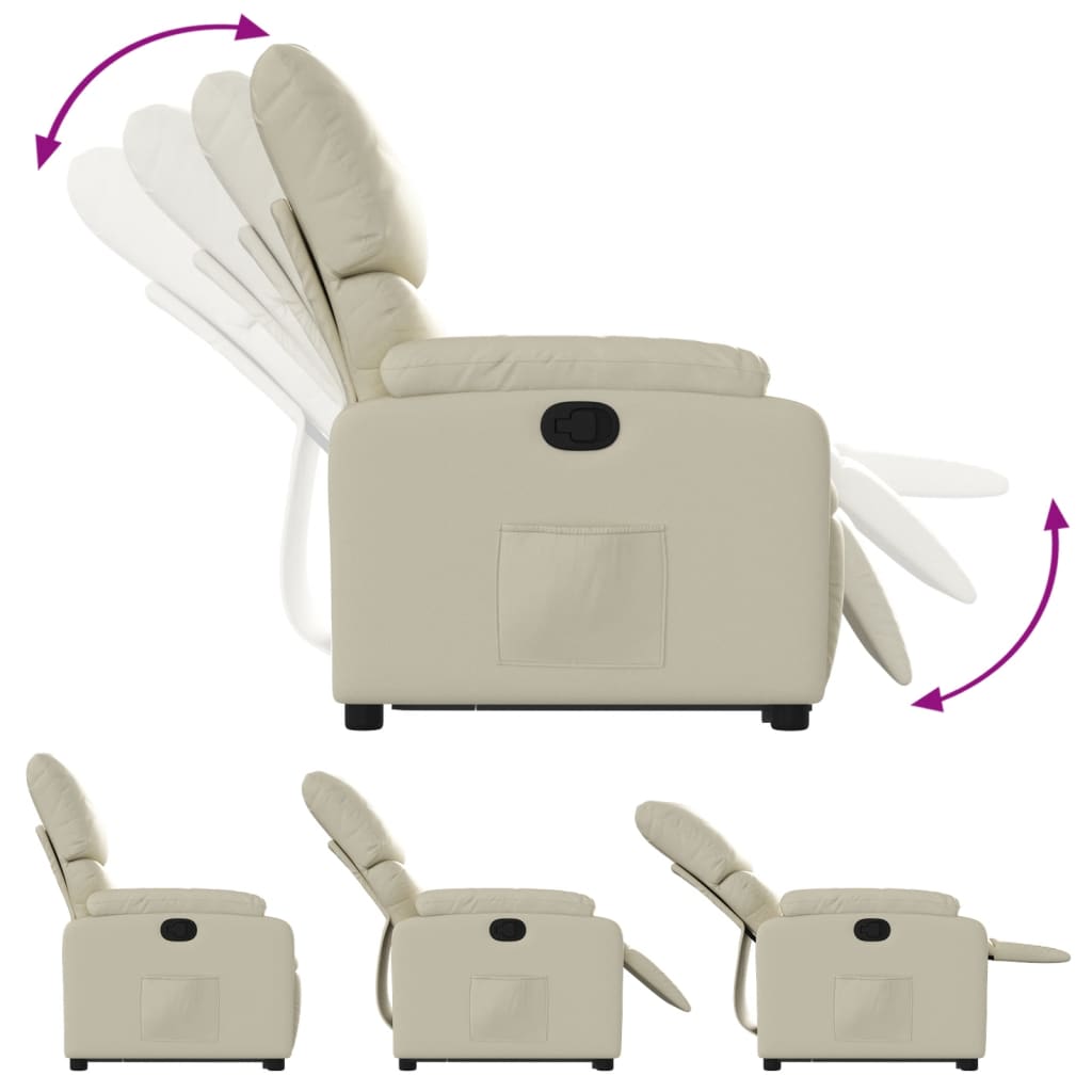 Reclining stand-up chair, cream, faux leather