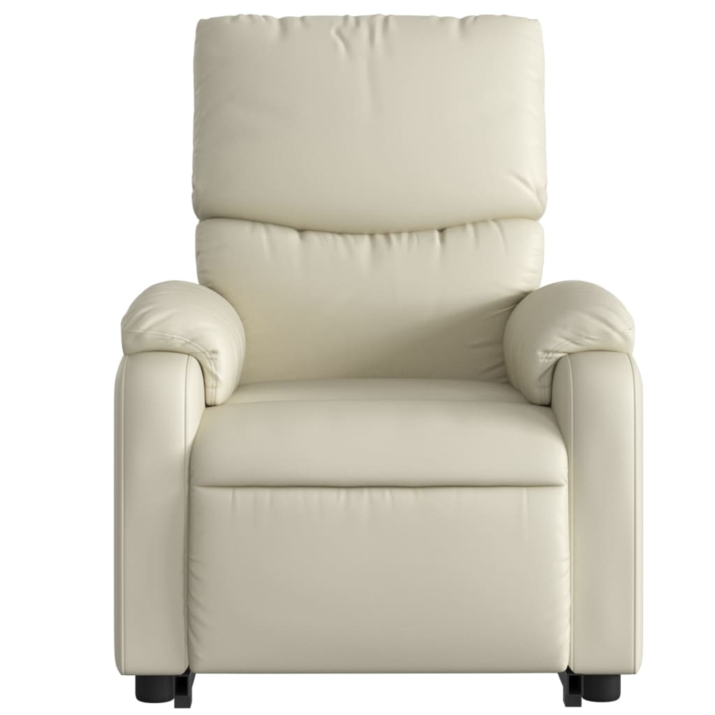 Reclining stand-up chair, cream, faux leather