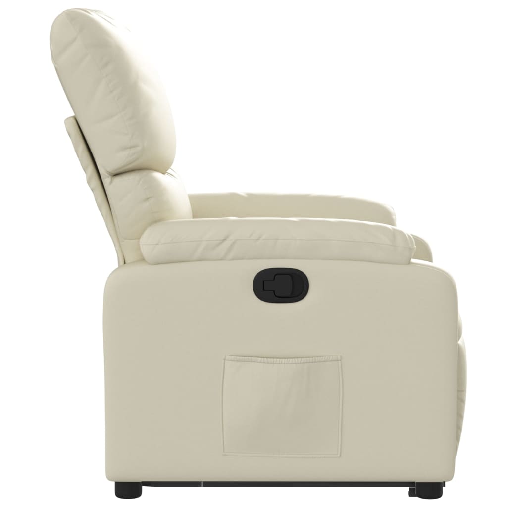 Reclining stand-up chair, cream, faux leather