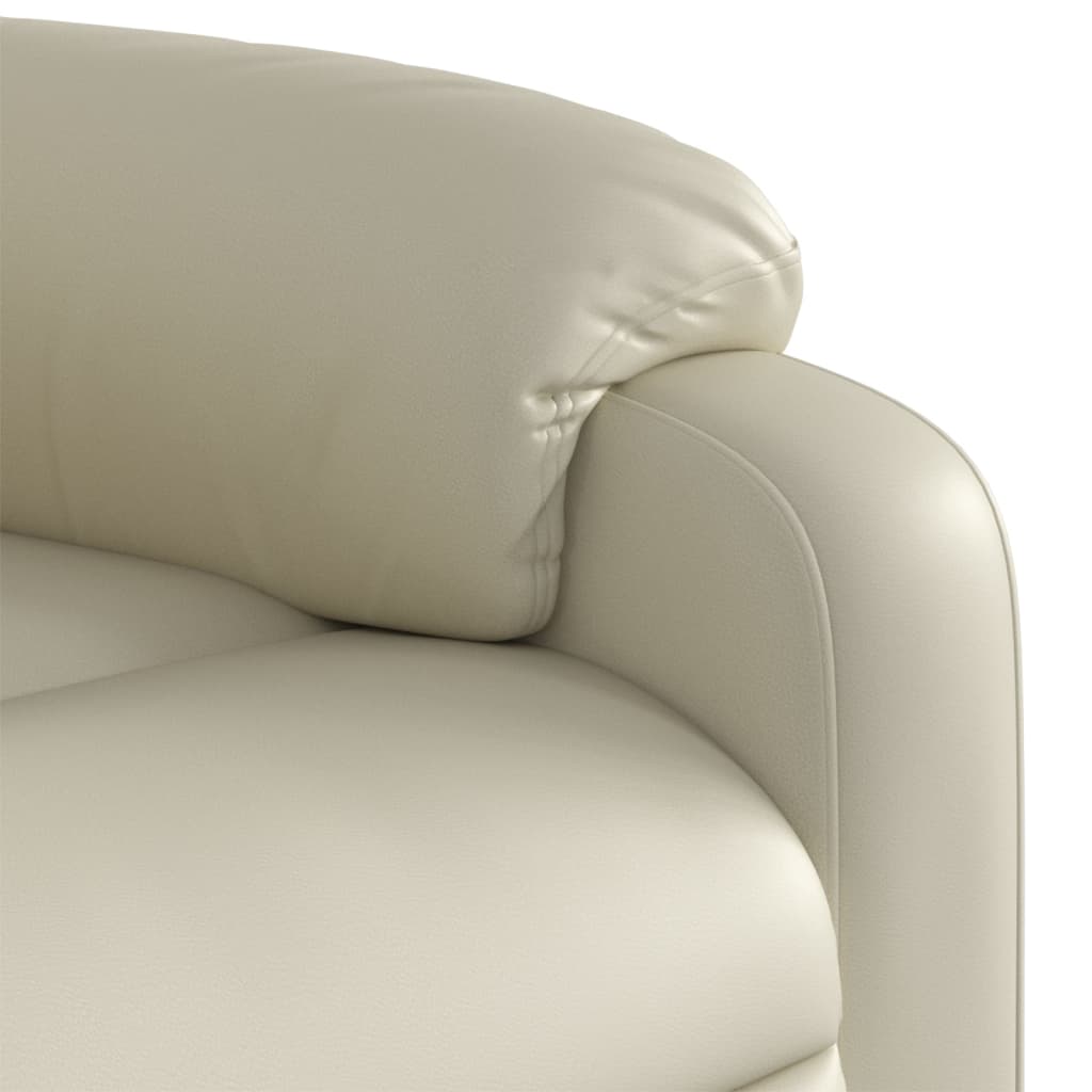 Reclining stand-up chair, cream, faux leather