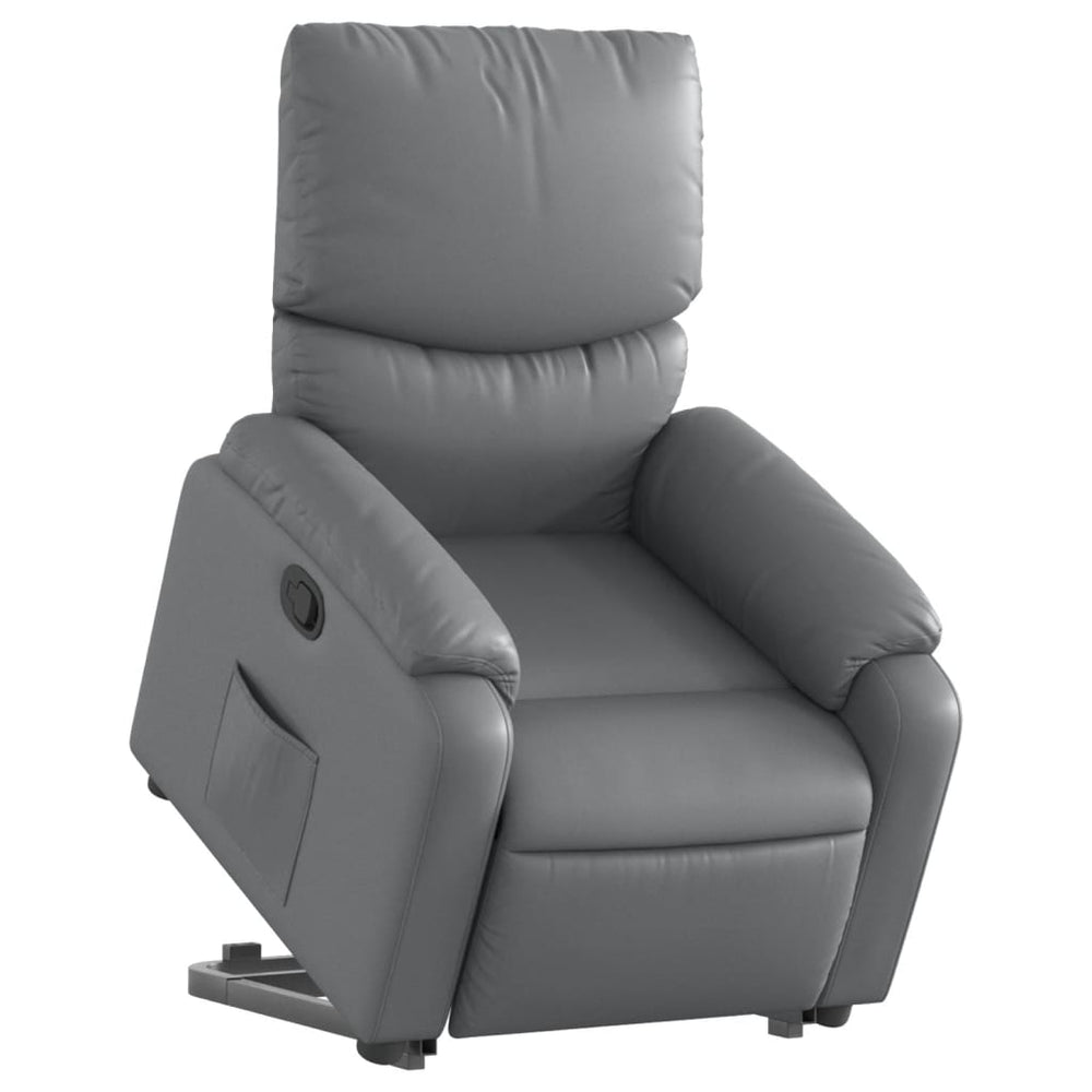 Recliner, grey, artificial leather