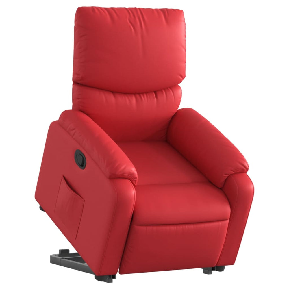 Recliner, red, faux leather