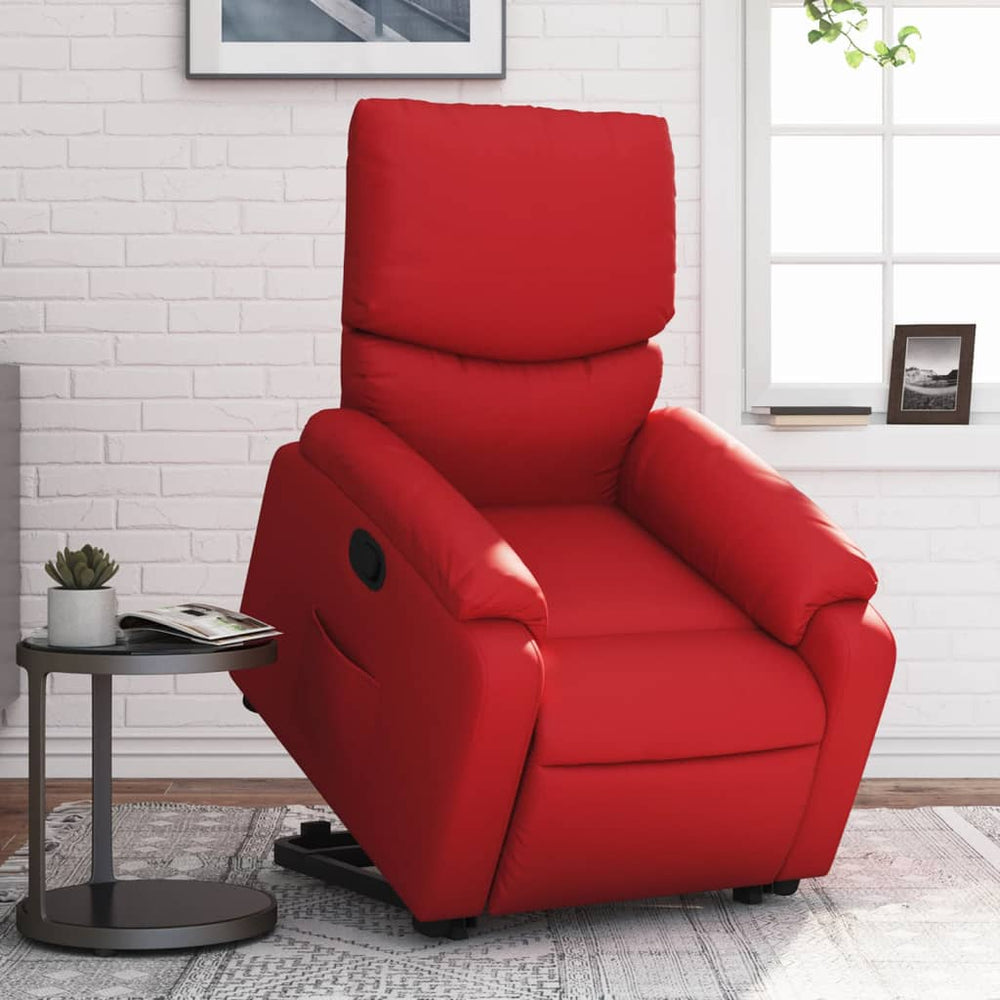 Recliner, red, faux leather
