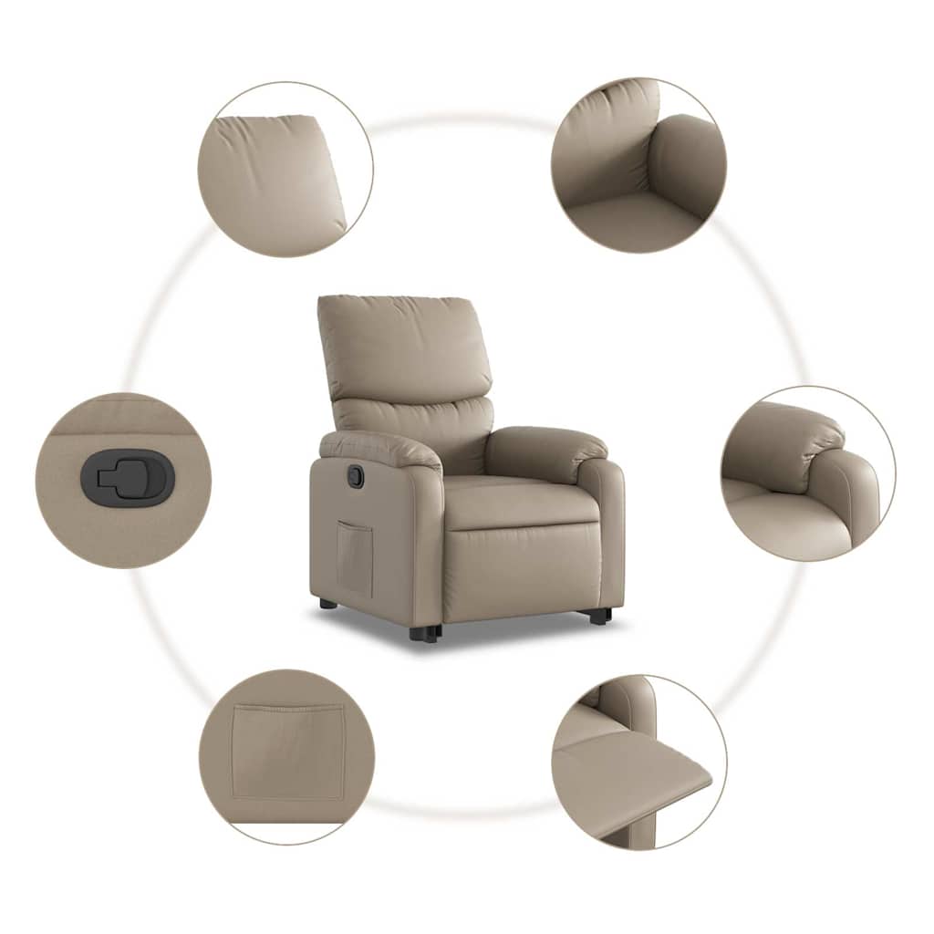 Reclining lift chair, cappuccino, faux leather