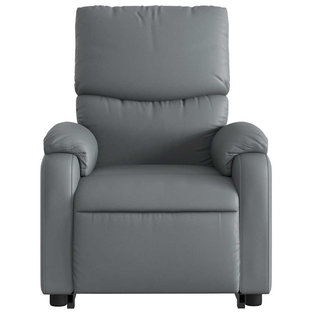 Reclining massage chair, grey, artificial leather