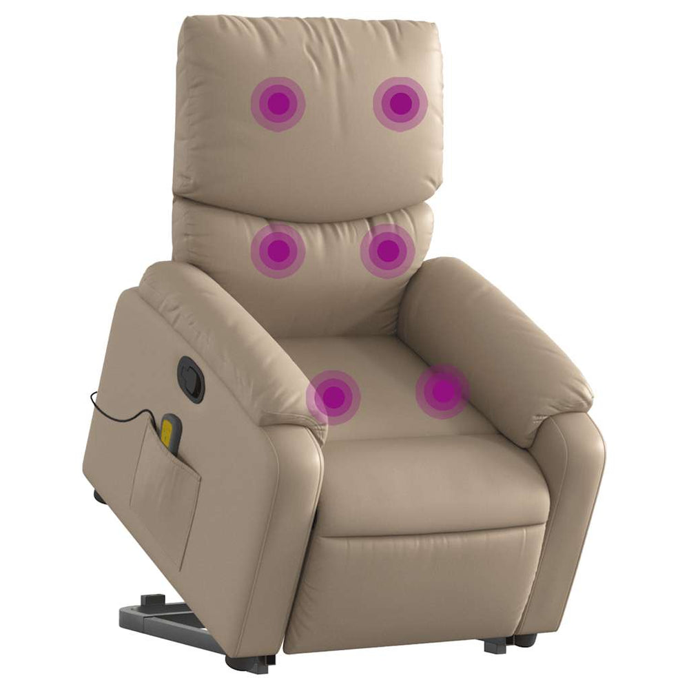 Reclining massage chair, cappuccino, artificial leather