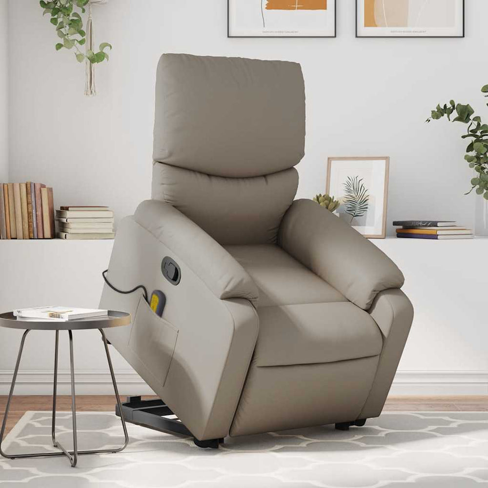 Reclining massage chair, cappuccino, artificial leather