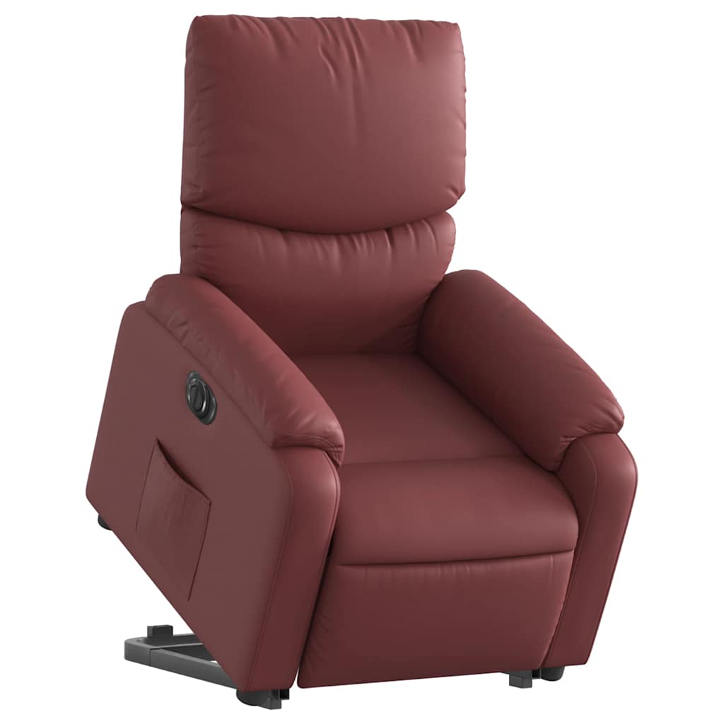 Electric lift chair, red wine, artificial leather
