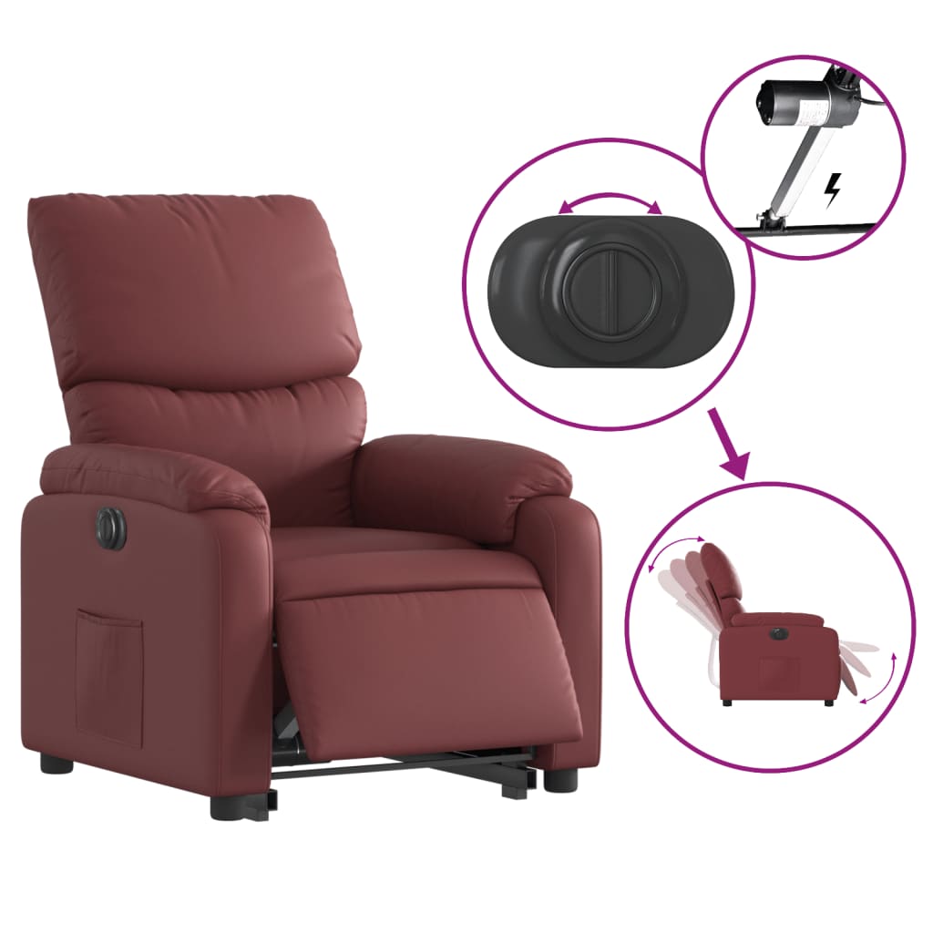 Electric lift chair, red wine, artificial leather