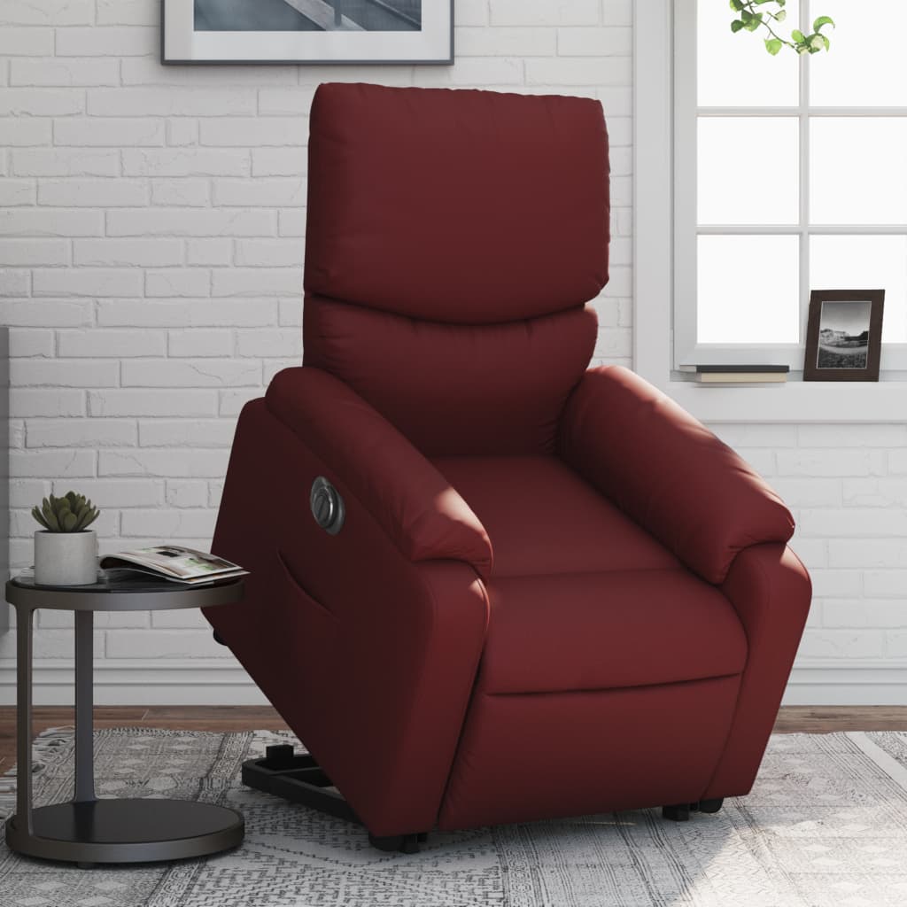 Electric lift chair, red wine, artificial leather