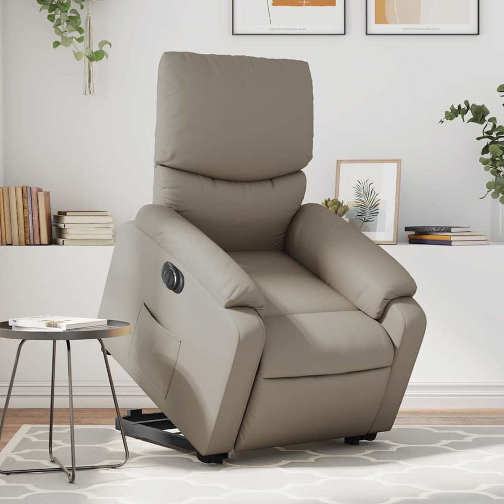 Electric rise and recline armchair, cappuccino, faux leather