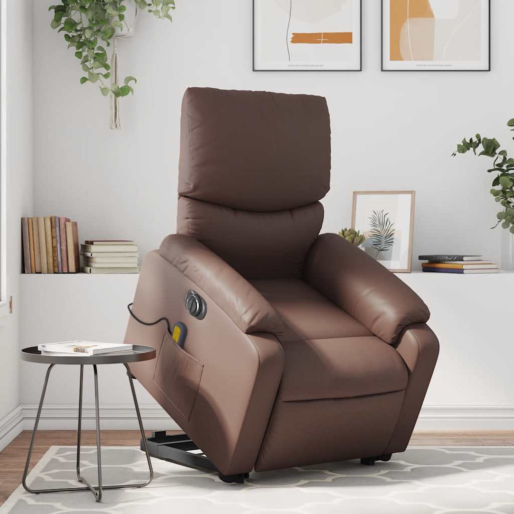 Stāvošs masāžas krēsls, brūns, mākslīgā āda