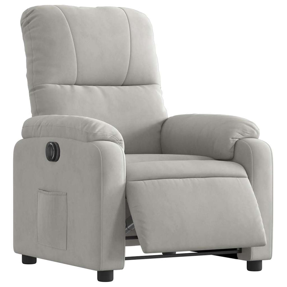 Electric recliner, grey, microfiber fabric