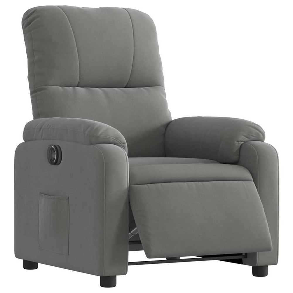 Electric recliner, grey, microfiber fabric