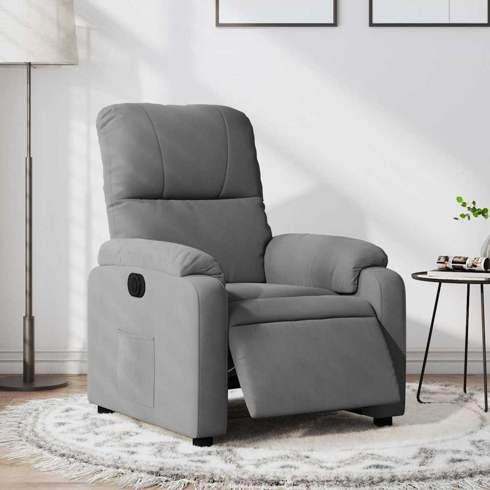 Electric recliner, grey, microfiber fabric