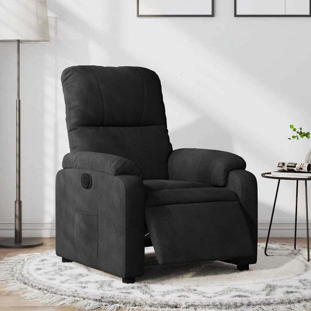 Electric recliner, black, microfiber fabric