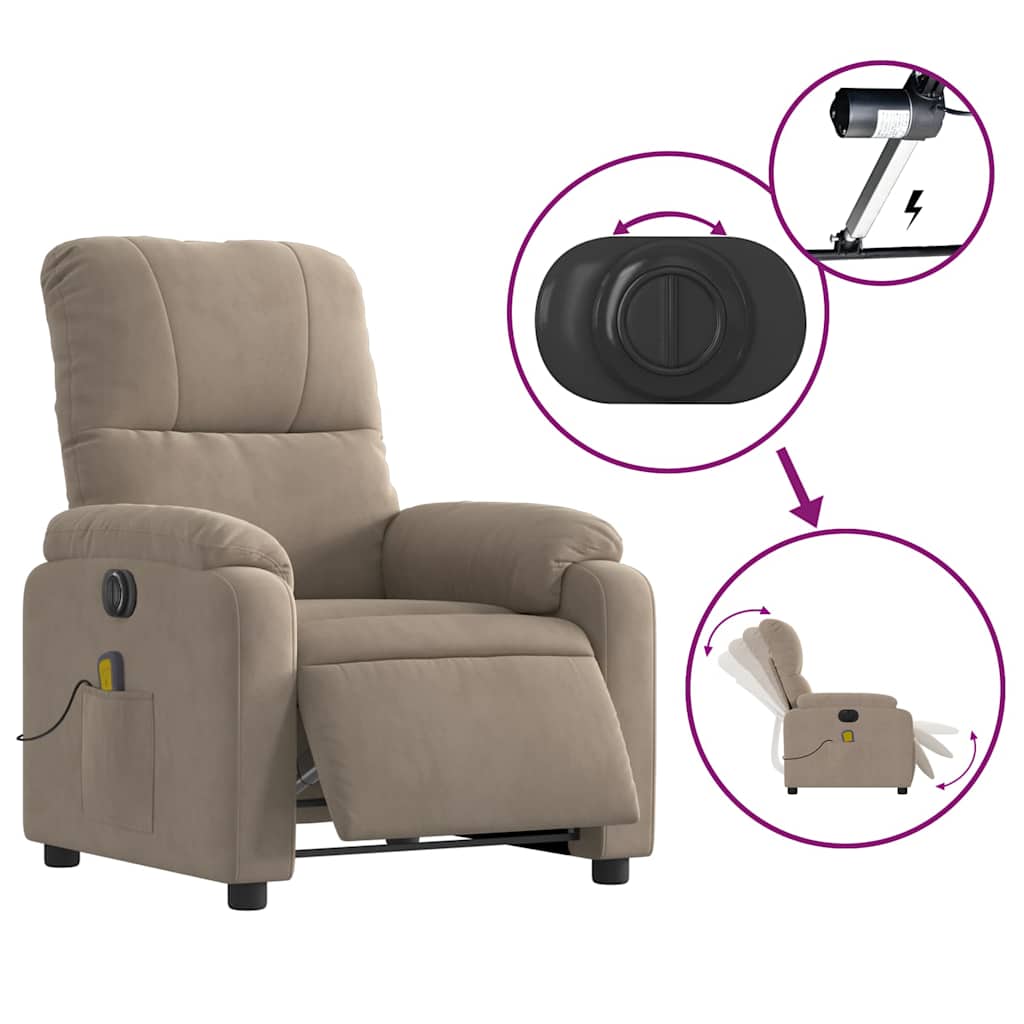 Electric massage chair, taupe, microfiber fabric