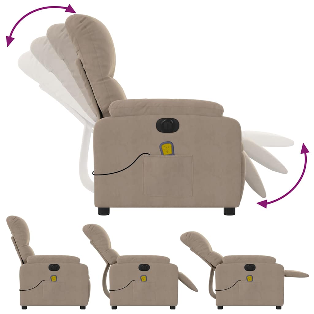 Electric massage chair, taupe, microfiber fabric