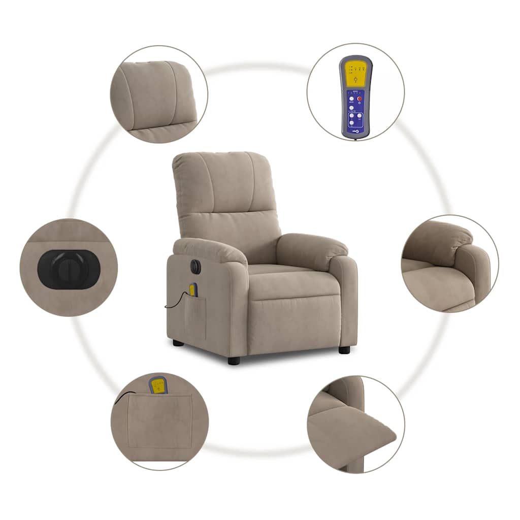 Electric massage chair, taupe, microfiber fabric