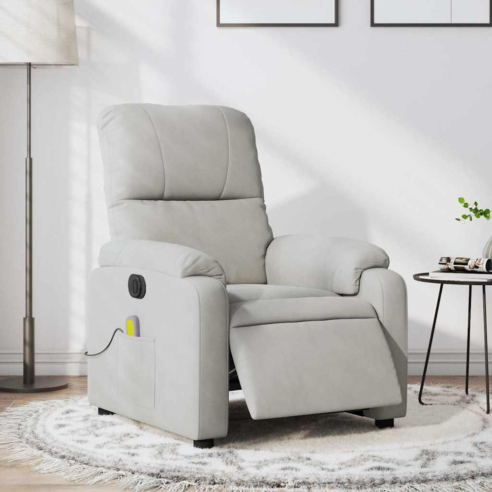 Electric massage recliner, grey, microfiber fabric