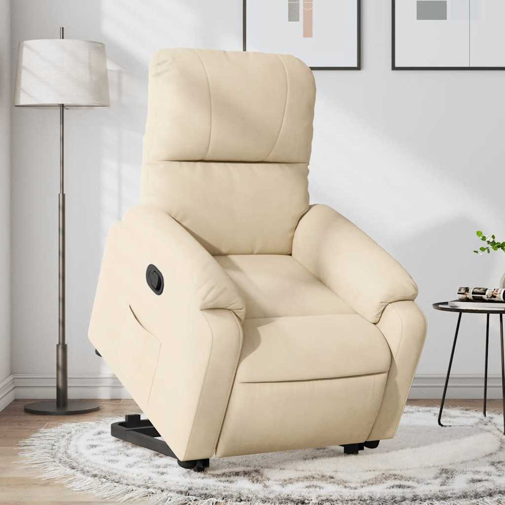 Reclining stand-up chair, cream, fabric